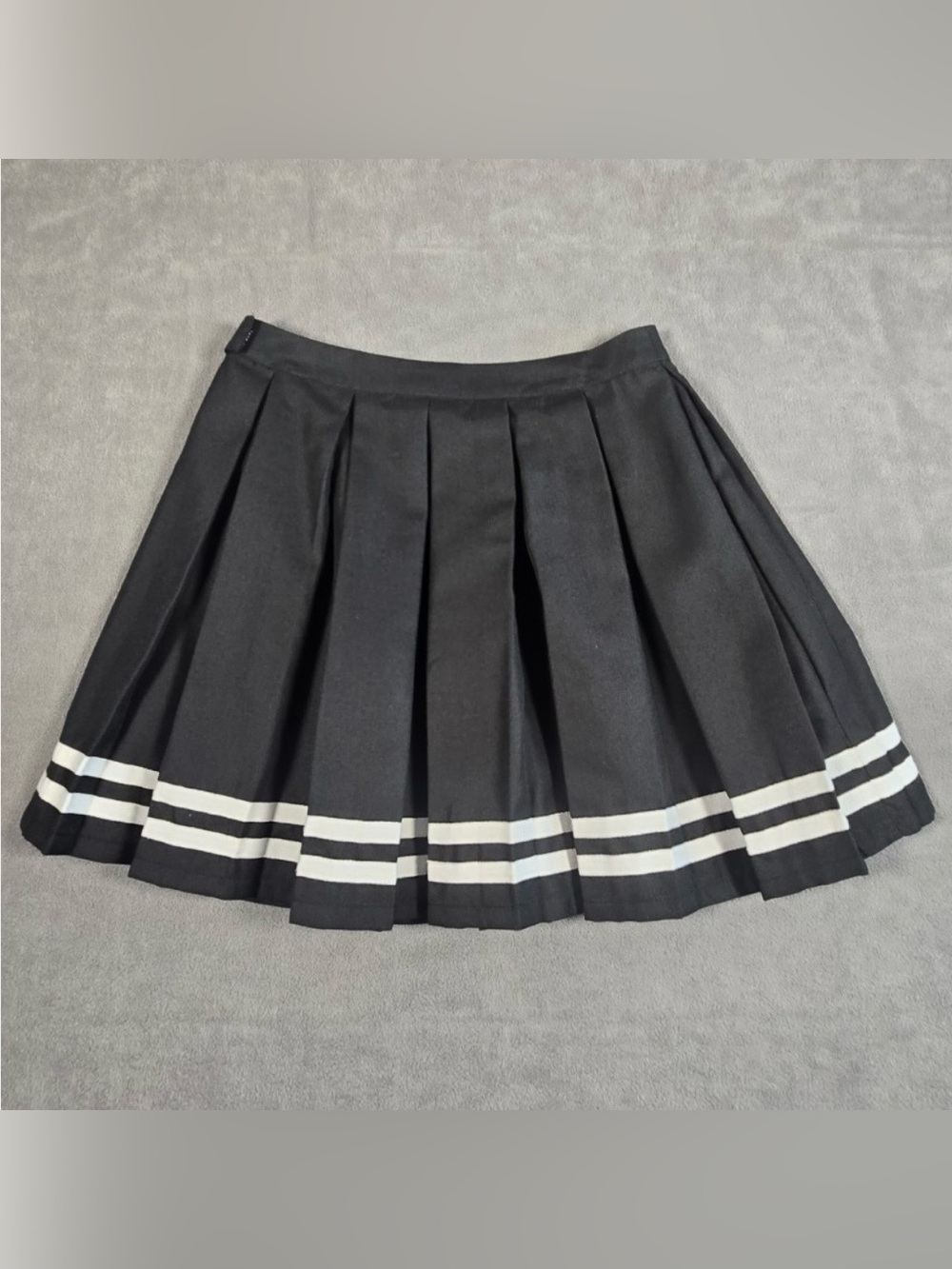 Hot topic black pleated cheer skirt white stripe Halloween school girl goth S